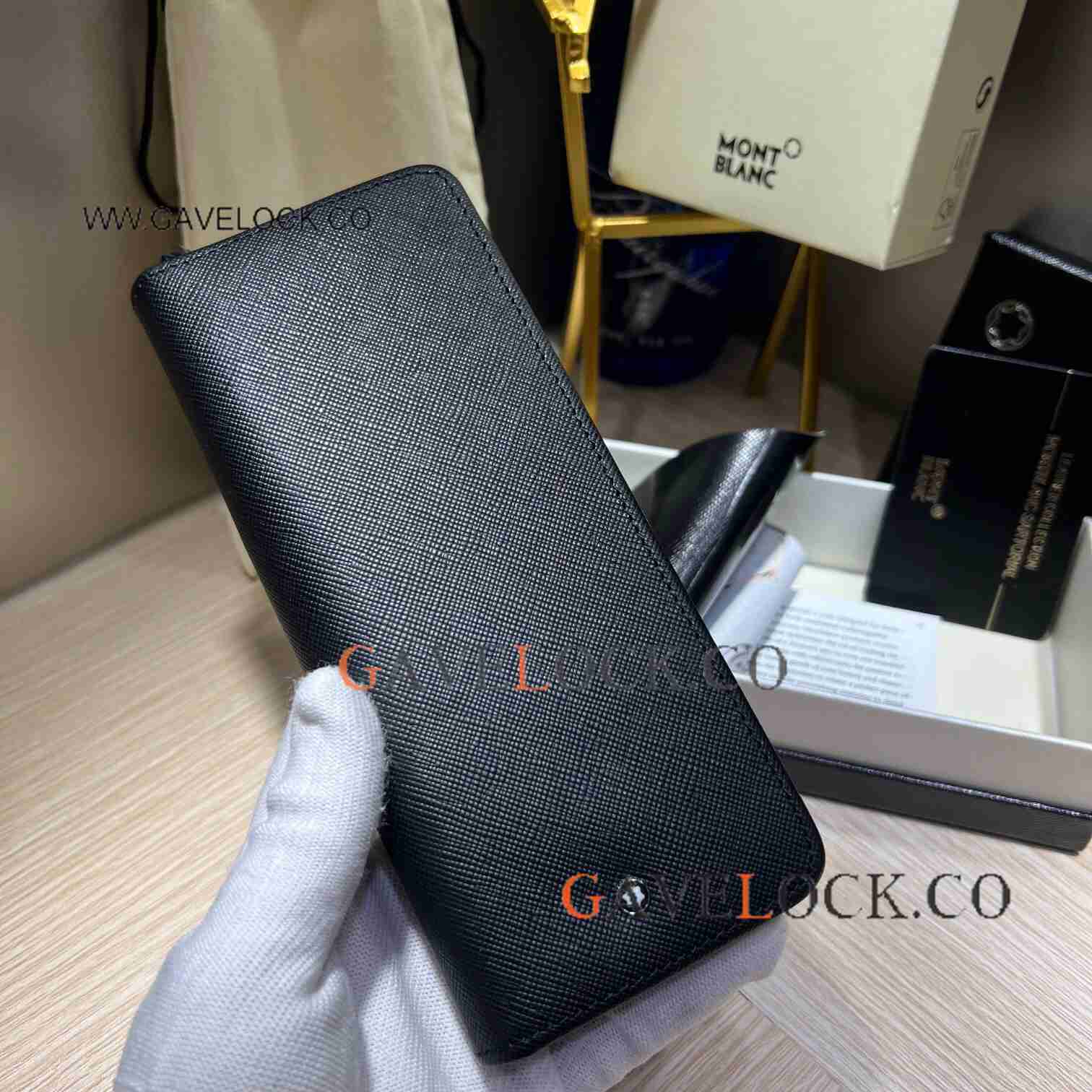 AAA Quality Copy Mont blanc Sartorial Black Leather 2-Pen Zip Pouch